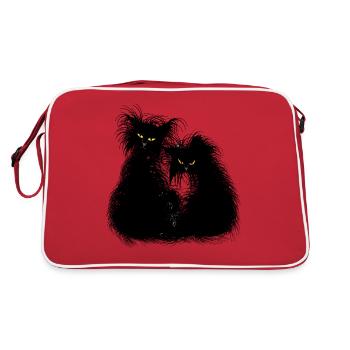 Chats chat chaton tomcat noir shaggy sauvage - Sac Retro - rouge/blanc - Dos