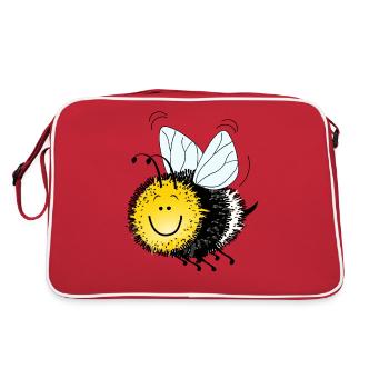 Hummel xxl Biene Wespe Fliege Hornisse Insekt - Retro Tasche - Rot/Weiß - Hinten