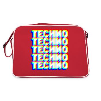 TECHNO DJ Raver Goa Rave Party Festival Cadeau - Sac Retro - rouge/blanc - Dos