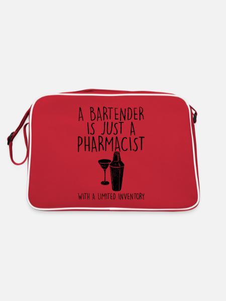 Barkeeper - Retro Tasche - Rot/Weiß - Hinten