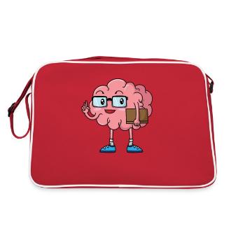 Cerveau de nerd avec livre et lunettes - Sac Retro - rouge/blanc - Dos