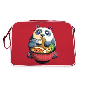 Kawaii Panda Noodles Mignon Anime Panda Ramen Otaku - Sac Retro - rouge/blanc - Dos