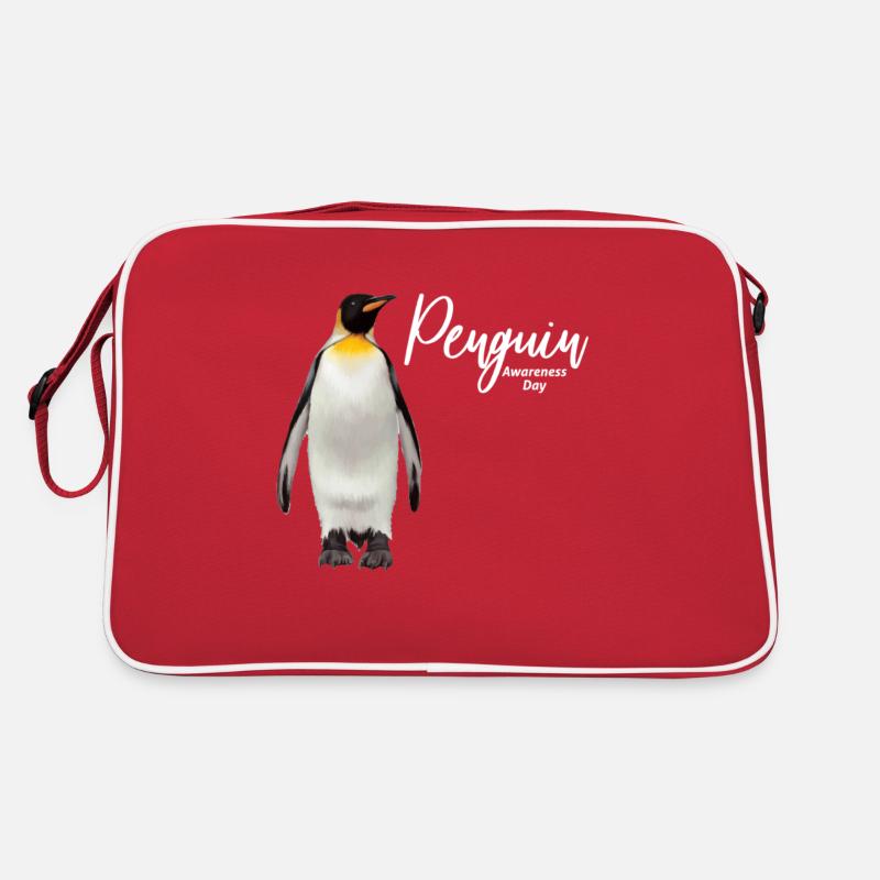Pinguin-Bewusstseins-Tag-lustiges Pinguin-Geschenk - Retro Tasche - Rot/Weiß