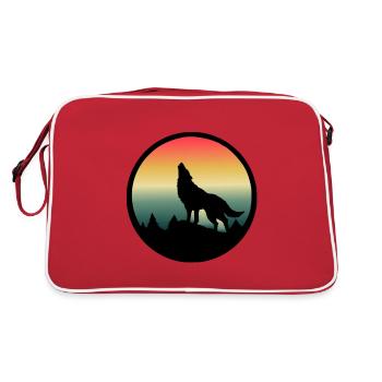 Loup hurlant à la pleine lune - Sac Retro - rouge/blanc - Dos