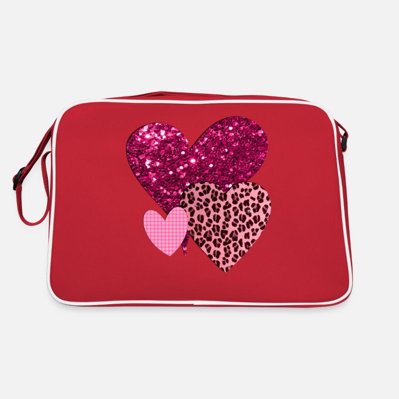 Hübsche rosa Herzen Retro Tasche