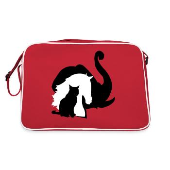 Elephant Horse Cat Animals Design - Retro Bag - red/white - Back