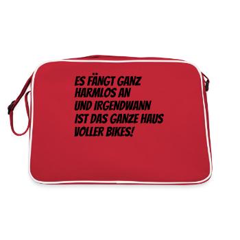 Keller voller Fahrräder - Retro Tasche - Rot/Weiß - Hinten