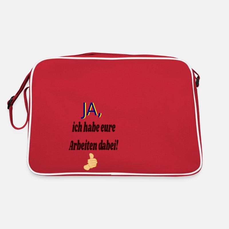 Ja, ich habe eure Arbeiten dabei - Retro Tasche - Rot/Weiß