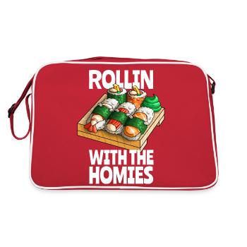 Sushi Rollin avec les potes Funny Kawaii Sushi An - Sac Retro - rouge/blanc - Dos