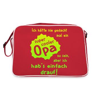 Opa - Super Cool - Retro Tasche - Rot/Weiß - Hinten