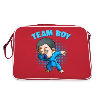 Team Boy Funny Gender Reveal Party Dabbing Black B - Retro Bag - red/white - Back