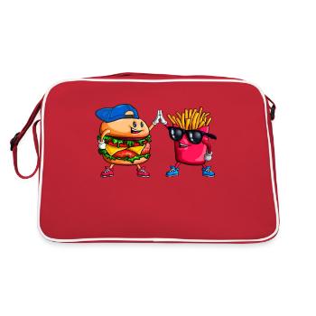 Cool High Five Hamburger Fries Friends Funny Combo - Sac Retro - rouge/blanc - Dos