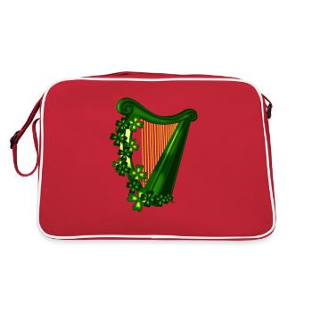 Irische Harfe lustige St. Patricks Day Geschenke für Harfe p - Retro Tasche - Rot/Weiß - Hinten