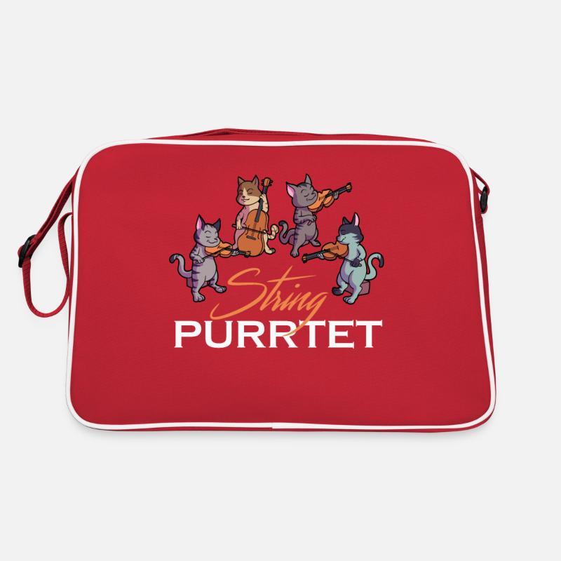 String Purrtet Cat Playing Violin Cello Kitty Clas Retro Bag