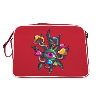 Magic Mushrooms Trippy Psychedelic Cannabis Weed A - Retro Bag - red/white - Back