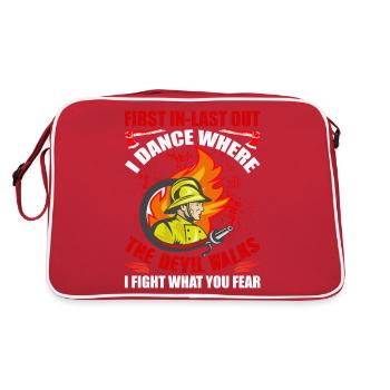 Premier dans last out firefighter fireman rescue gift - Sac Retro - rouge/blanc - Dos