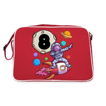 Dabbing Astronaut 8 Yrs Old Birthday Boy Space 8th - Retro Bag - red/white - Back