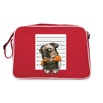 Dog Gangster dog mugshot Bulldog - Retro Bag - red/white - Back