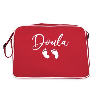 Schwangere Doula Hebamme Geburt Coach Catcher - Retro Tasche - Rot/Weiß - Hinten