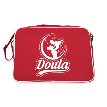 Schwangere Doula Hebamme Geburt Coach Catcher - Retro Tasche - Rot/Weiß - Hinten