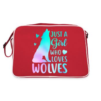 Just A Girl Who Loves Wolves Funny Women Wolf Love - Retro Bag - red/white - Back