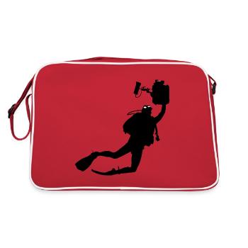 Diver with underwater camera - Retro Bag - red/white - Back