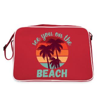 See You on the Beach Turquoise Text - Retro Bag - red/white - Back