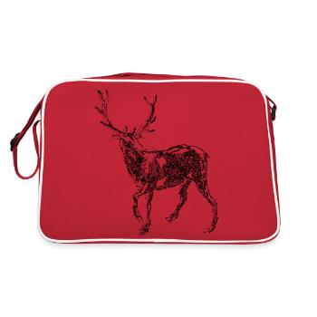 Deer black - Retro Bag - red/white - Back
