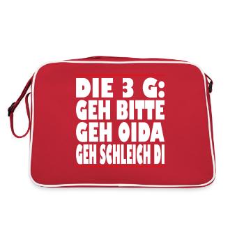 Die 3 G Geh bitte Geh Oida Geh Schleich di - Retro Tasche - Rot/Weiß - Hinten