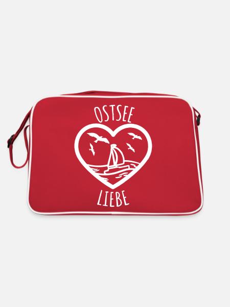 Ostsee Liebe - Retro Tasche - Rot/Weiß - Hinten