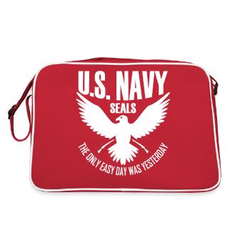 U S Navy Seals The Only Easy Day Was Yesterday - Retro Bag - red/white - Back
