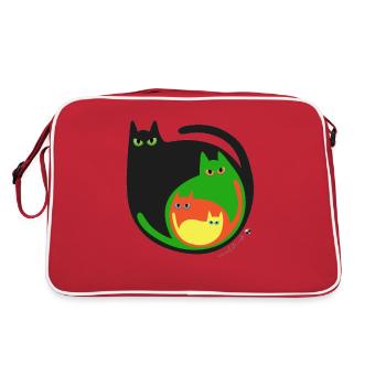 Rond de chats colorés illustration - Sac Retro - rouge/blanc - Dos