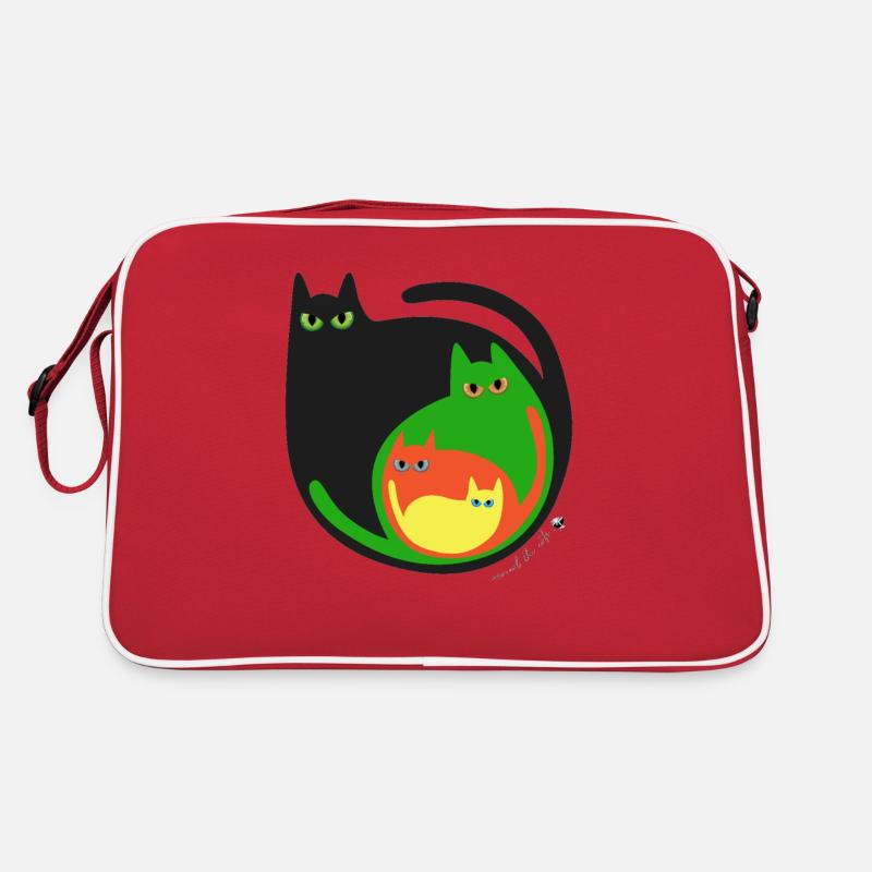 Runde farbige Katzen Abbildung Retro Tasche