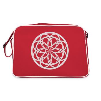 Blume des Lebens - Retro Tasche - Rot/Weiß - Hinten