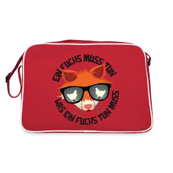 Ein Fuchs muss tun, was ein Fuchs tun muss.... - Retro Tasche - Rot/Weiß - Hinten