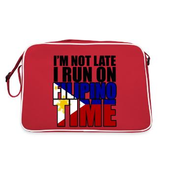 Je ne suis pas en retard Je cours sur Filipino Time 2 - Sac Retro - rouge/blanc - Dos