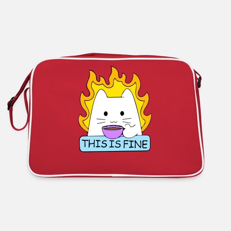 This Is Fine Cat Retro Bag