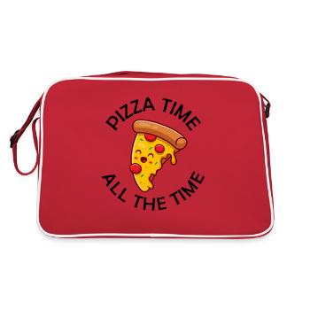 Pizza Time Tout le temps Drôle de pizza Disant - Sac Retro - rouge/blanc - Dos