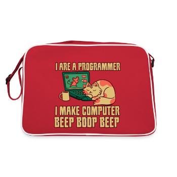 Je suis un programmeur Je fais bip d’ordinateur boop beep - Sac Retro - rouge/blanc - Dos