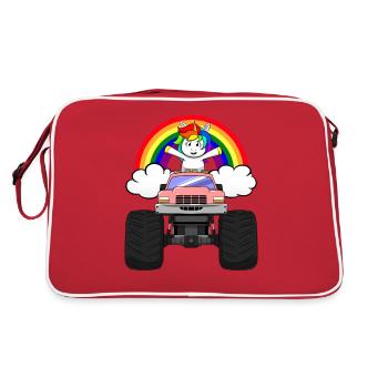Monster Truck Licorne Rainbow Clouds I Cadeau - Sac Retro - rouge/blanc - Dos