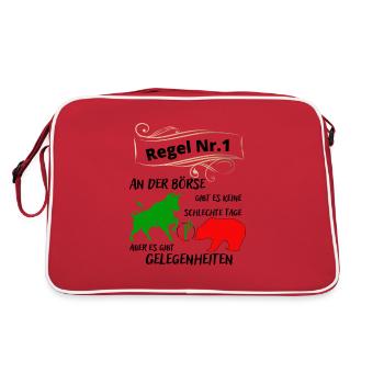 Bull and bear the animals of the stock market and stocks - Retro Bag - red/white - Back