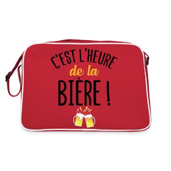 C'est l'heure de la bière cadeau humour alcool - Sac Retro - rouge/blanc - Dos