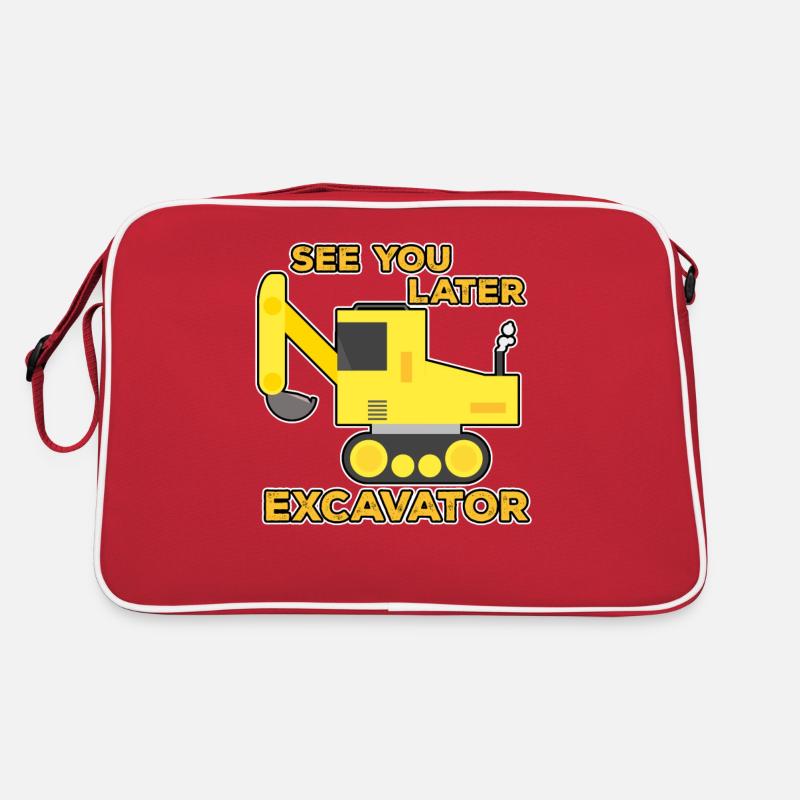 Bagger Baustelle Bauarbeiter Bau Später I Geschenk Retro Tasche