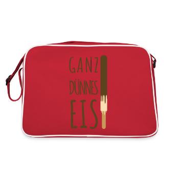 Ganz dünnes Eis - Schokoeis lustiger Sommer Spruch - Retro Tasche - Rot/Weiß - Hinten