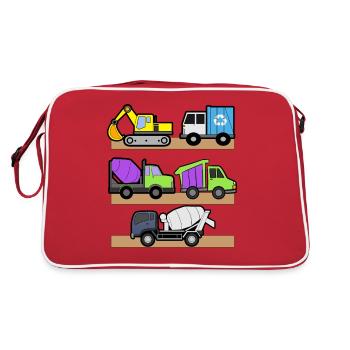 Excavator Construction Site Construction Worker Construction Truck I Gift - Retro Bag - red/white - Back