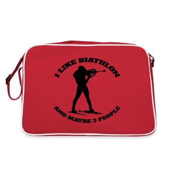 Biathlon Skifahrer Wintersport Geschenk Biathlet - Retro Tasche - Rot/Weiß - Hinten