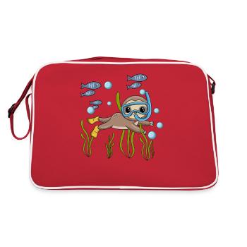 Scuba Diving Sloth Lazy Animal Diving I Gift - Retro Bag - red/white - Back