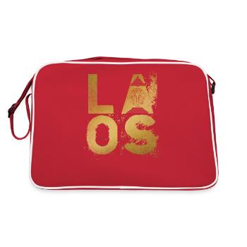 Laos Laote Laoten Elefant Alte Flagge I Geschenk - Retro Tasche - Rot/Weiß - Hinten