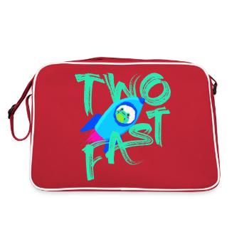 Two Fast Rocket Frog Space 2 Years 2nd Birthday - Retro Bag - red/white - Back