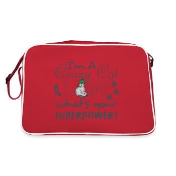 Drôle de dire chat fou maman superpoukin - Sac Retro - rouge/blanc - Dos